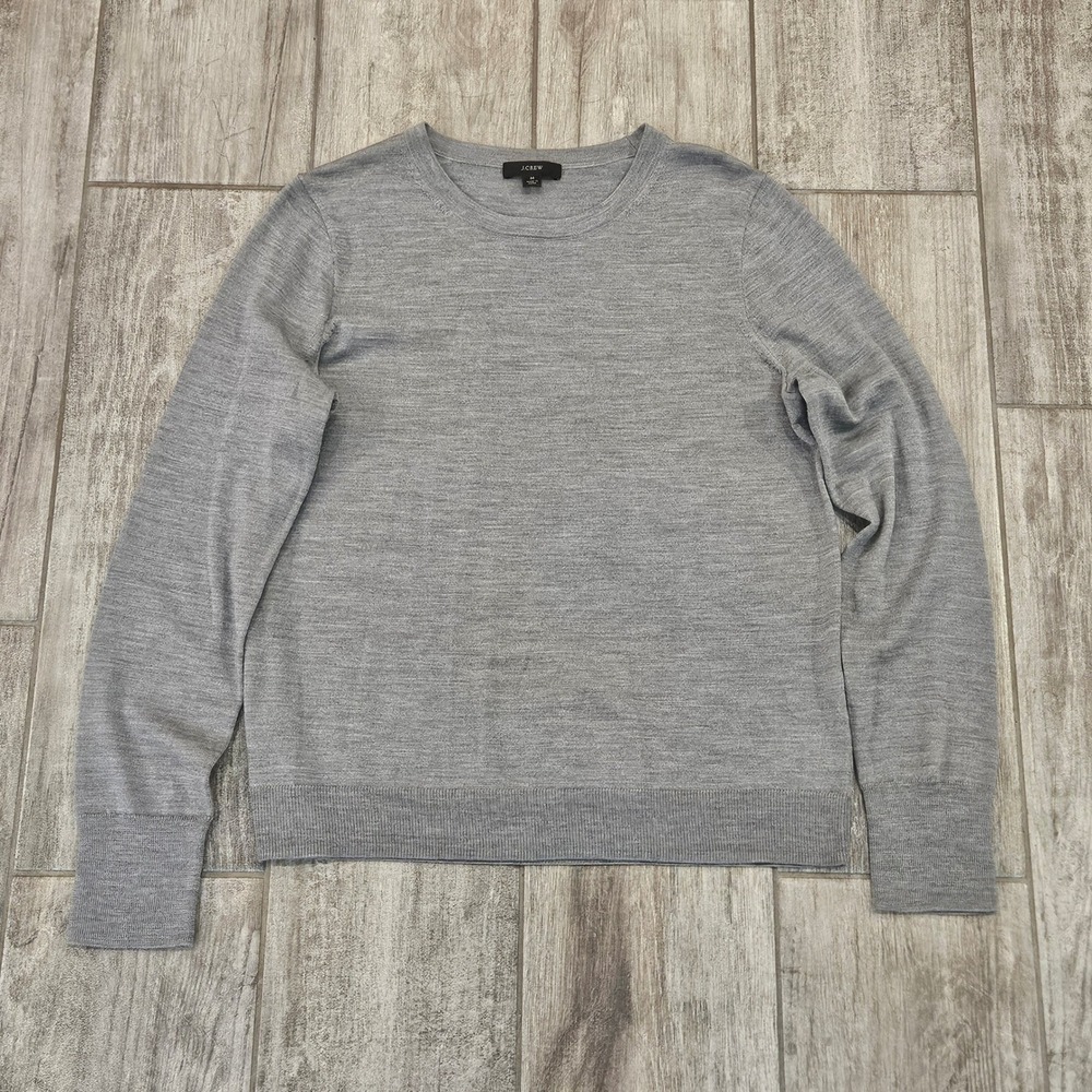 J.Crew Sweater Women M Gray 100% Merino Wool Minimalist Office Preppy Luxury - Picture 2 of 7